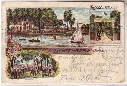 59720 lithographie gruß - ak,